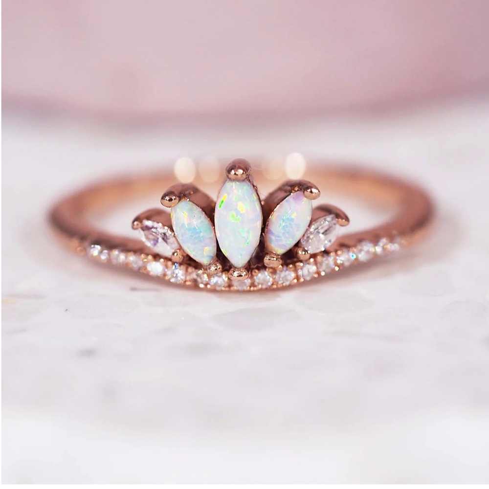 Indie and Harper Rose Gold Opal Windsor Ring